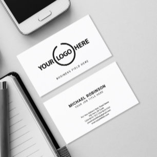 Custom Logo Lengthwise Minimalist On White Business Card