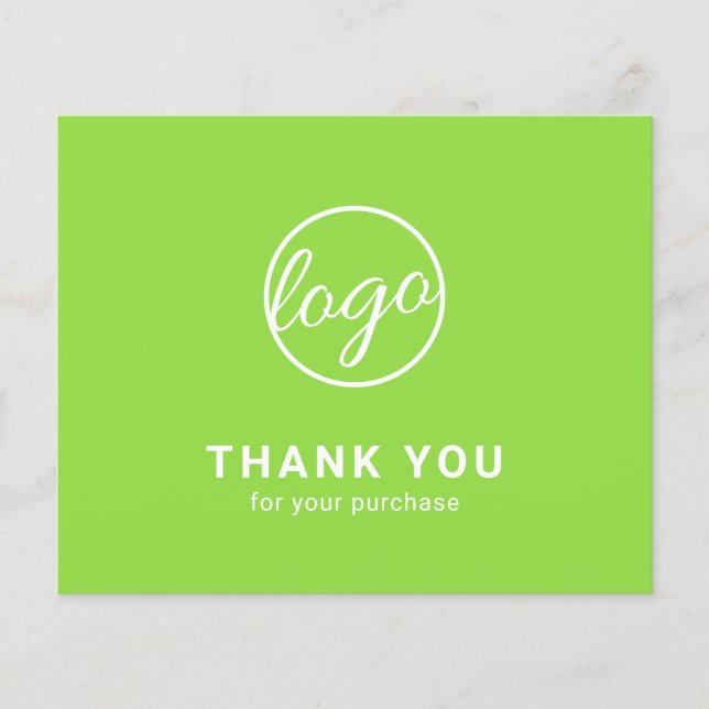 Custom Logo Lime Green Budget Thank You Card (Front)