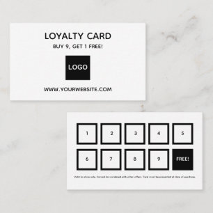 Custom Logo Loyalty Punch Card Buy 9 Get 1 Free