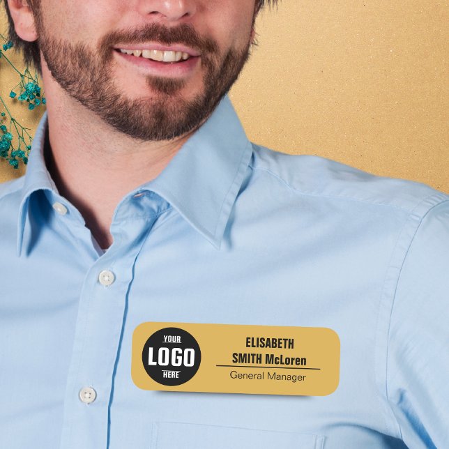 Custom Logo Magnetic Name Tag - Faux Gold Design (Custom Logo Magnetic Name Tag - Faux Gold Design)