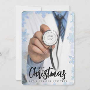 Custom Logo Merry Christmas Medical Stethoscope Holiday Card