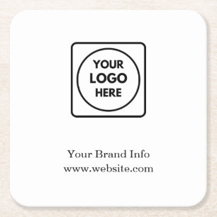 Custom Logo   Minimal Modern Corporate Branding  Square Paper Coaster