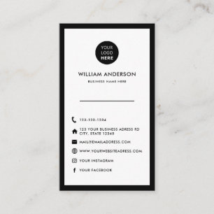 Custom Logo Minimal Modern Social Media Icons Chic Business Card