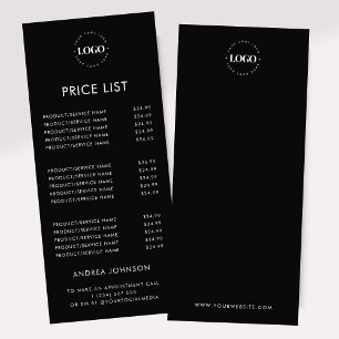 Custom Logo Minimalist Black Services Price List Rack Card