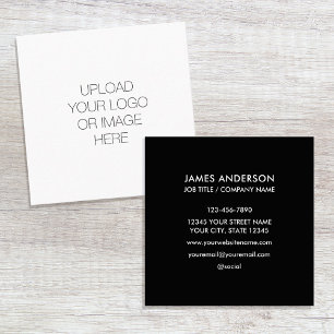 Custom Logo Minimalist Black White Square Business Card