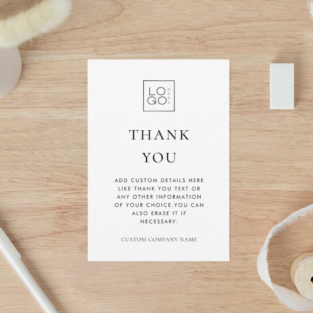 Custom Logo Minimalist Business Company Editable Thank You Card (Creator Uploaded)