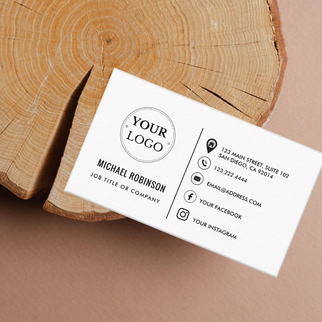 Custom Logo Minimalist Modern Social Media Icons  Business Card (Creator Uploaded)