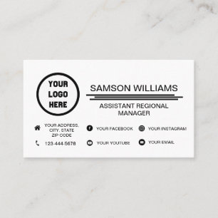 Custom Logo Minimalist Social Media Icons Business Business Card