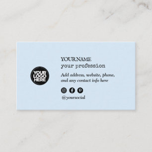Custom Logo Minimalist Social Media Icons Business Card