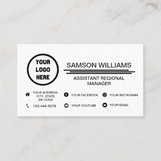 Custom Logo Minimalist Social Media Icons Business Card