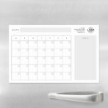 Custom Logo Minimalist Undated Month Plan Notes Magnetic Dry Erase Sheet<br><div class="desc">This Custom Logo Minimalist simple white Undated Month with Weeks Plan Notes Magnetic Dry Erase Sheet, size 11" x 17" (A3), perfect as a business promotional product gift is a must-have item for any home or office. The custom logo magnetic dry erase sheet features a refined and professional design with...</div>