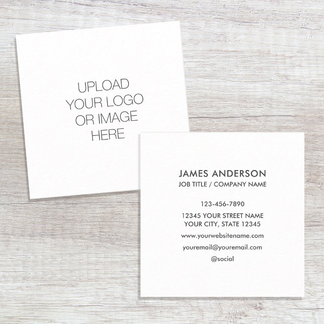 Custom Logo Minimalist White Square Business Card (Creator Uploaded)