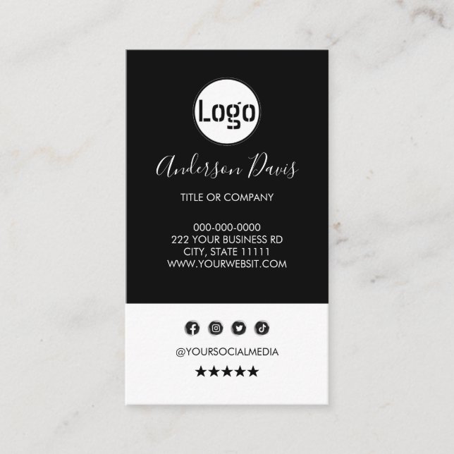 Custom logo minimalist white vertical business car business card (Front)