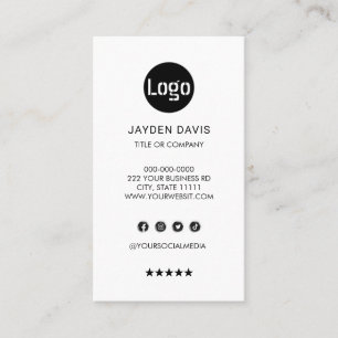 Custom logo minimalist white vertical business car card