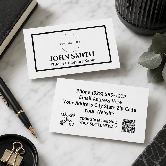 Custom logo modern black and white website business card (Creator Uploaded)