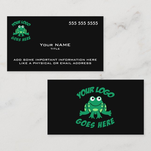 Custom Logo Modern Black Business Card (Front/Back)