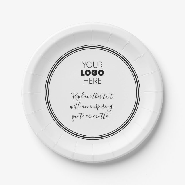 Custom Logo Modern Black White Paper Plate (Front)