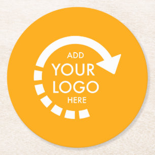 Custom Logo Modern Business Retro Gold Round Paper Coaster