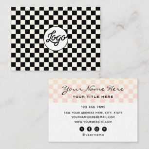 Custom Logo Modern Chequered Professional Business Card
