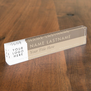 Custom Logo Modern Duo Colour Beige Brown Nameplate