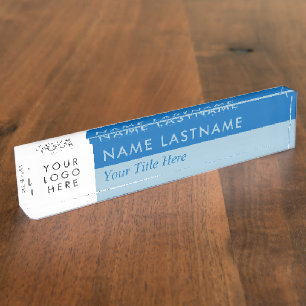 Custom Logo Modern Duo Colour Blue Aqua Nameplate