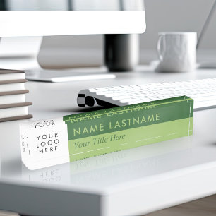 Custom Logo Modern Duo Colour Forest Moss Green Nameplate