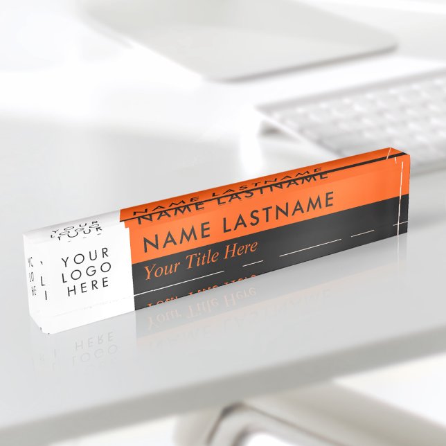 Custom Logo Modern Duo Colour Half Black Orange Nameplate (Creator Uploaded)