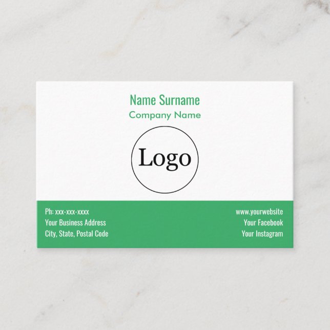 Custom logo modern & Green Business Card (Front)