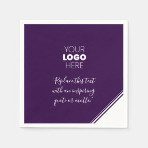 Custom Logo Modern Lines White Purple Napkins