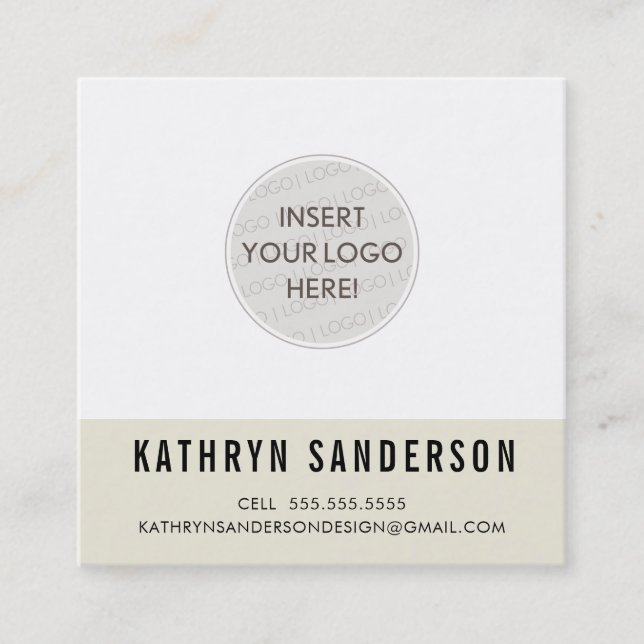 CUSTOM LOGO modern minimal chic ivory cream black Square Business Card (Front)