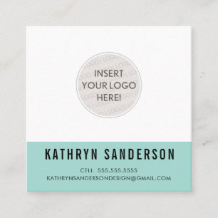 CUSTOM LOGO modern minimal chic pastel mint black Square Business Card