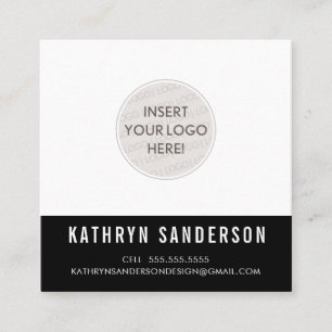 CUSTOM LOGO modern minimal chic simple black white Square Business Card