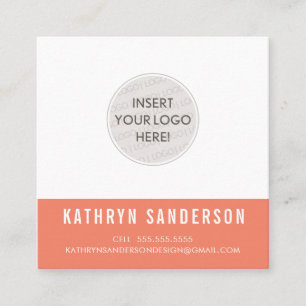 CUSTOM LOGO modern minimal retro orange white Square Business Card