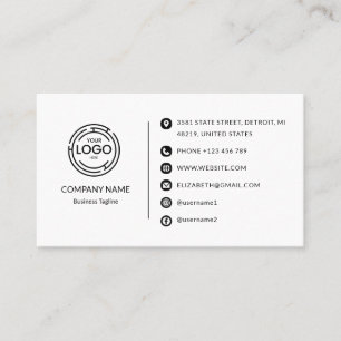 Custom Logo Modern Minimal Social Media Icons Business Card