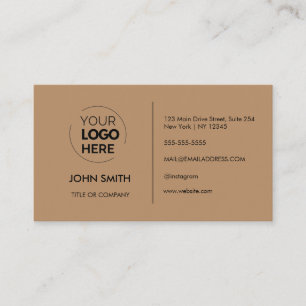 Custom logo modern minimalist Light Brown Business Card