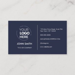 Custom logo modern minimalist Navy Blue Business Card