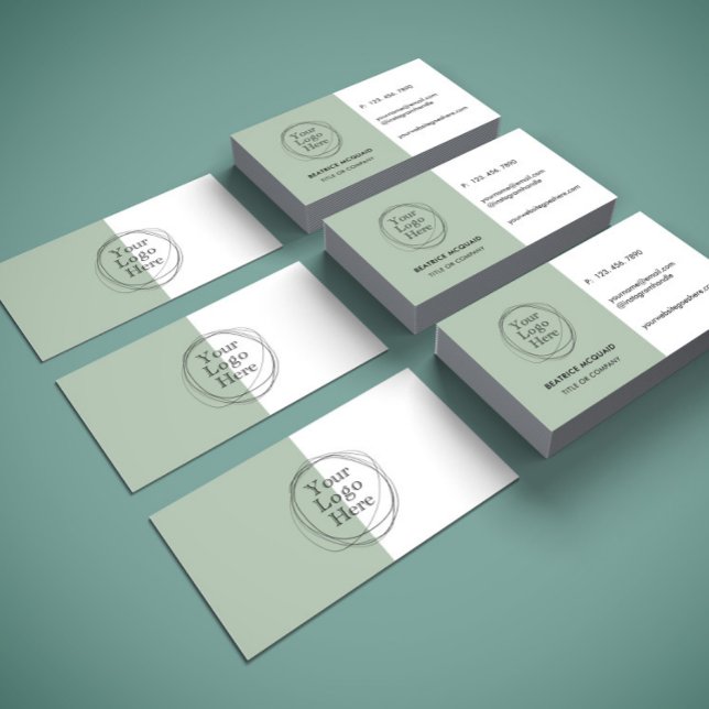 Custom Logo Modern Minimalist  Sage Green Business Card (Creator Uploaded)