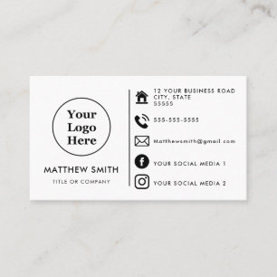 Custom logo modern minimalist social media icons b business card