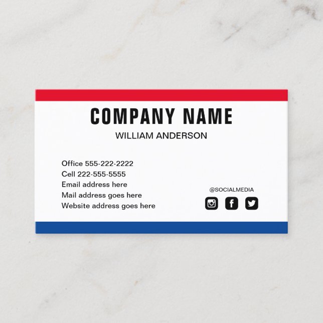 Custom logo modern minimalist social media icons b business card (Front)