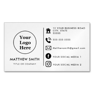 Custom logo modern minimalist social media icons b magnetic business card