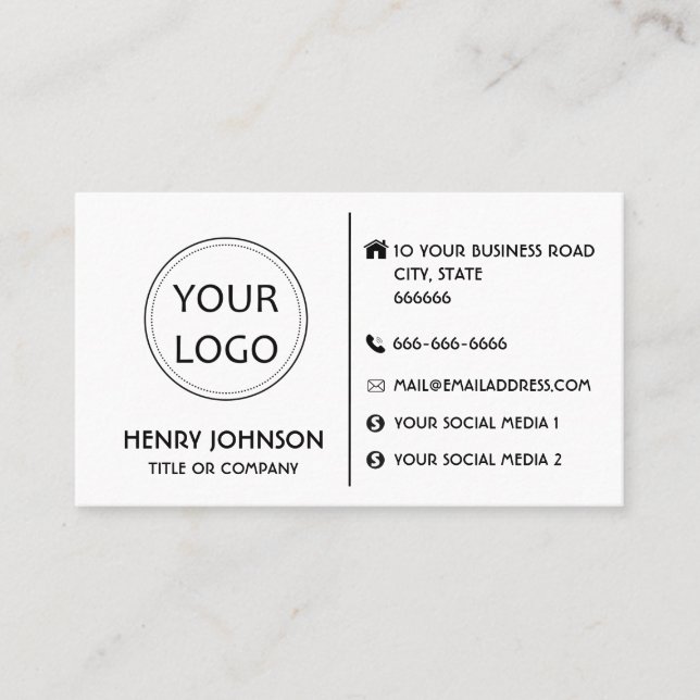 Custom logo modern minimalist social media icons business card (Front)