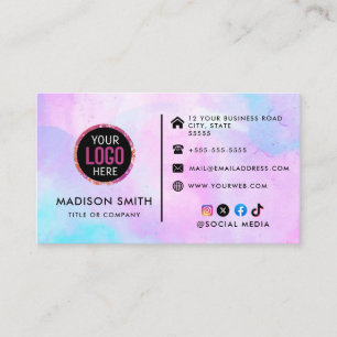 Custom logo modern minimalist social media icons business card
