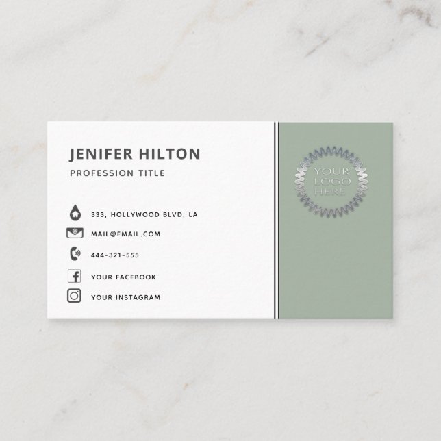 Custom logo modern minimalist social media icons   business card (Front)