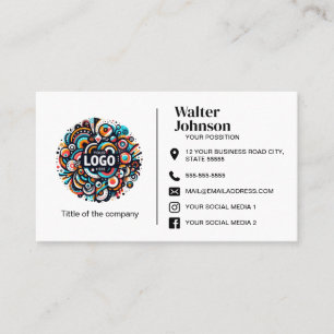 Custom logo modern minimalist social media icons  business card