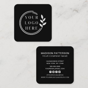 Custom Logo Modern Minimalist Social Media Icons Square Business Card