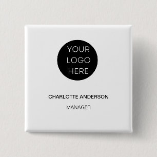 Custom Logo Modern Minimalist White 15 Cm Square Badge