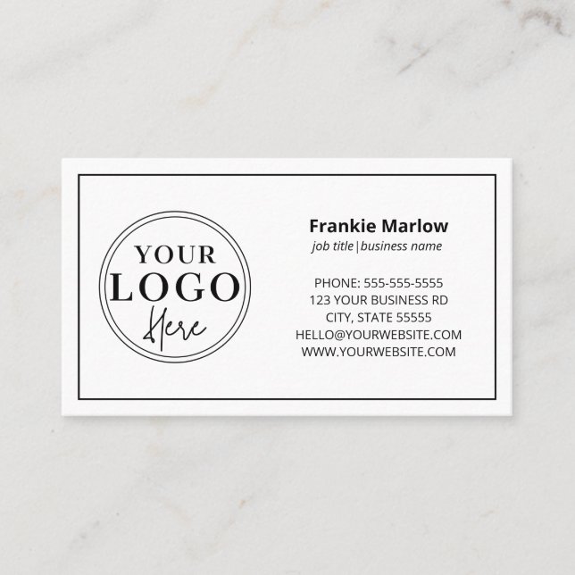 Custom Logo Modern Minimalist | White Or Any Colou Business Card (Front)