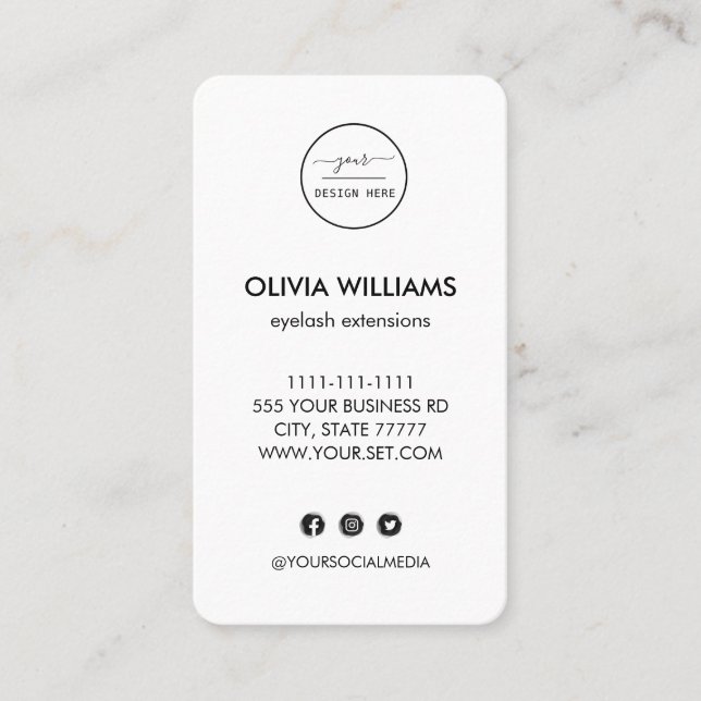 Custom logo modern minimalist white vertical busin business card (Front)