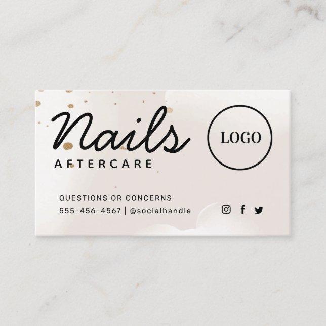 Custom Logo Modern Nails Aftercare Card (Front)