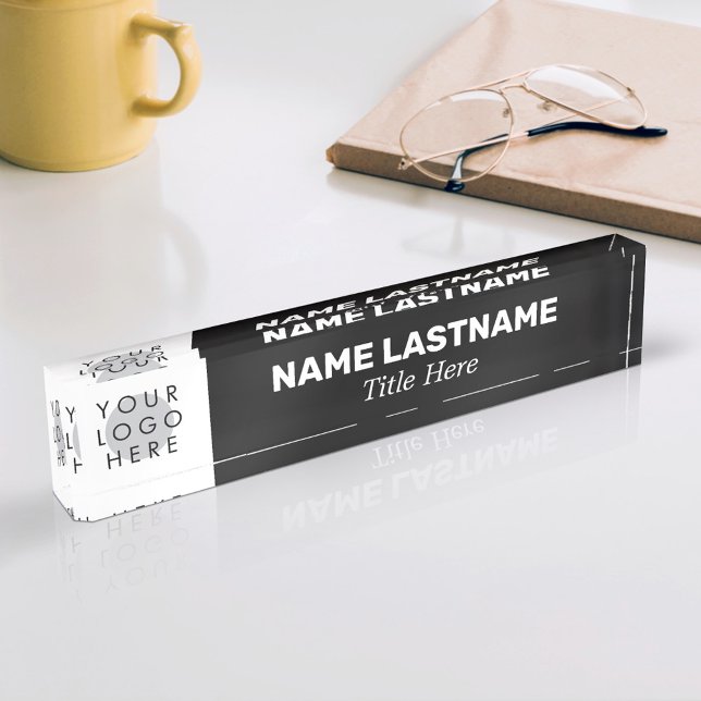 Custom Logo Modern Name Title Simple Business Nameplate (Creator Uploaded)
